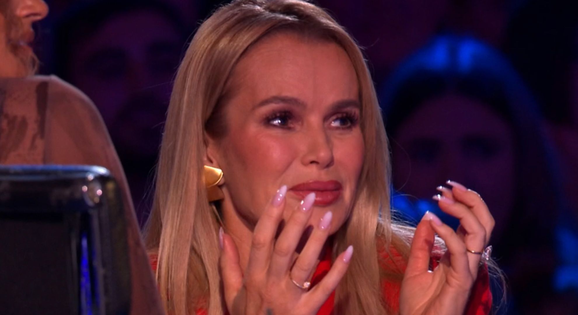 Amanda Holden with shocked expression on BGT