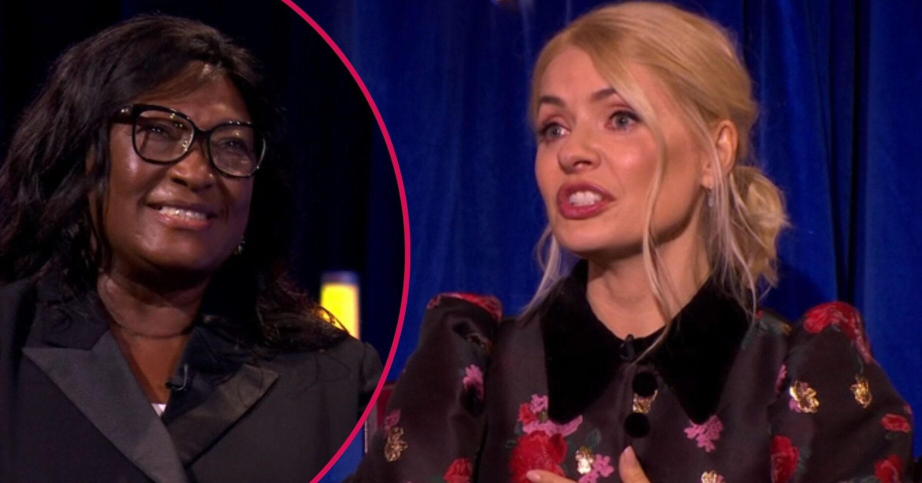 Fredette smiling / Holly Willoughby looking emotional