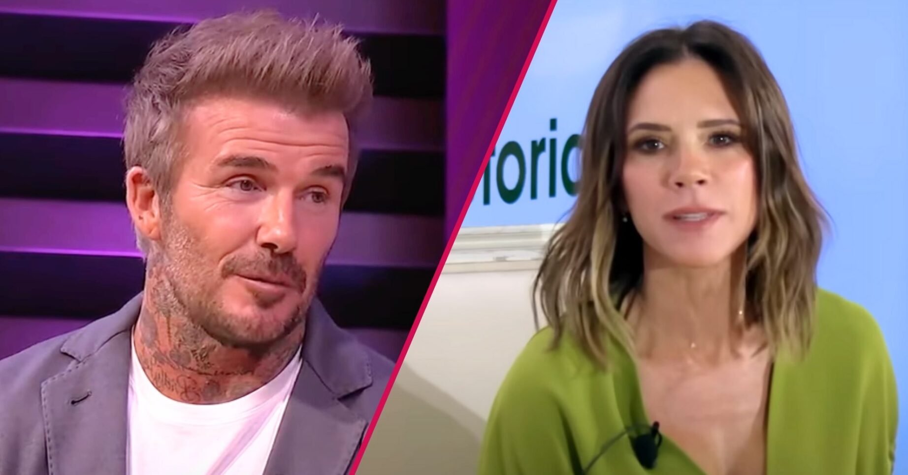 ED split pic: David Beckham smirking / Victoria Beckham looking at camera