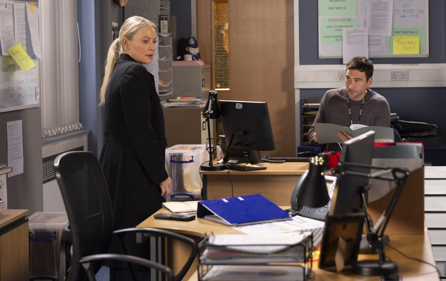 Lisa and Kit at the police station in Coronation Street