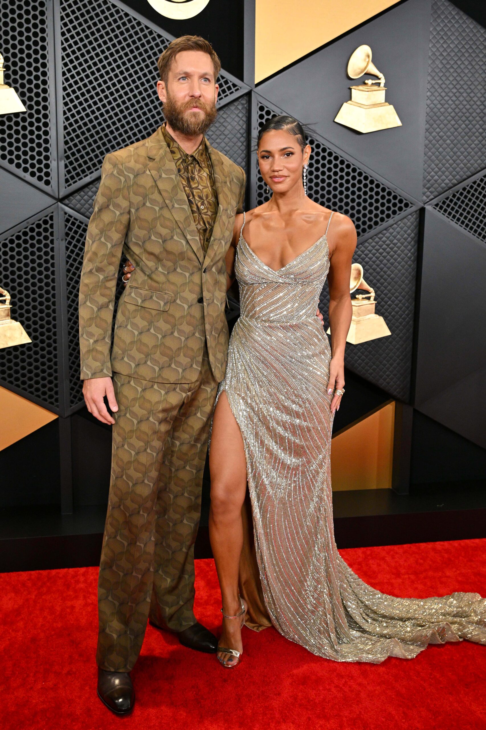 Vick Hope and Calvin Harris at the Grammys