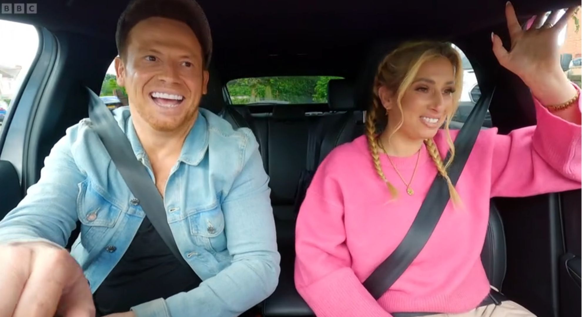 Joe Swash and Stacey Solomon in the car on Sort Your Life Out