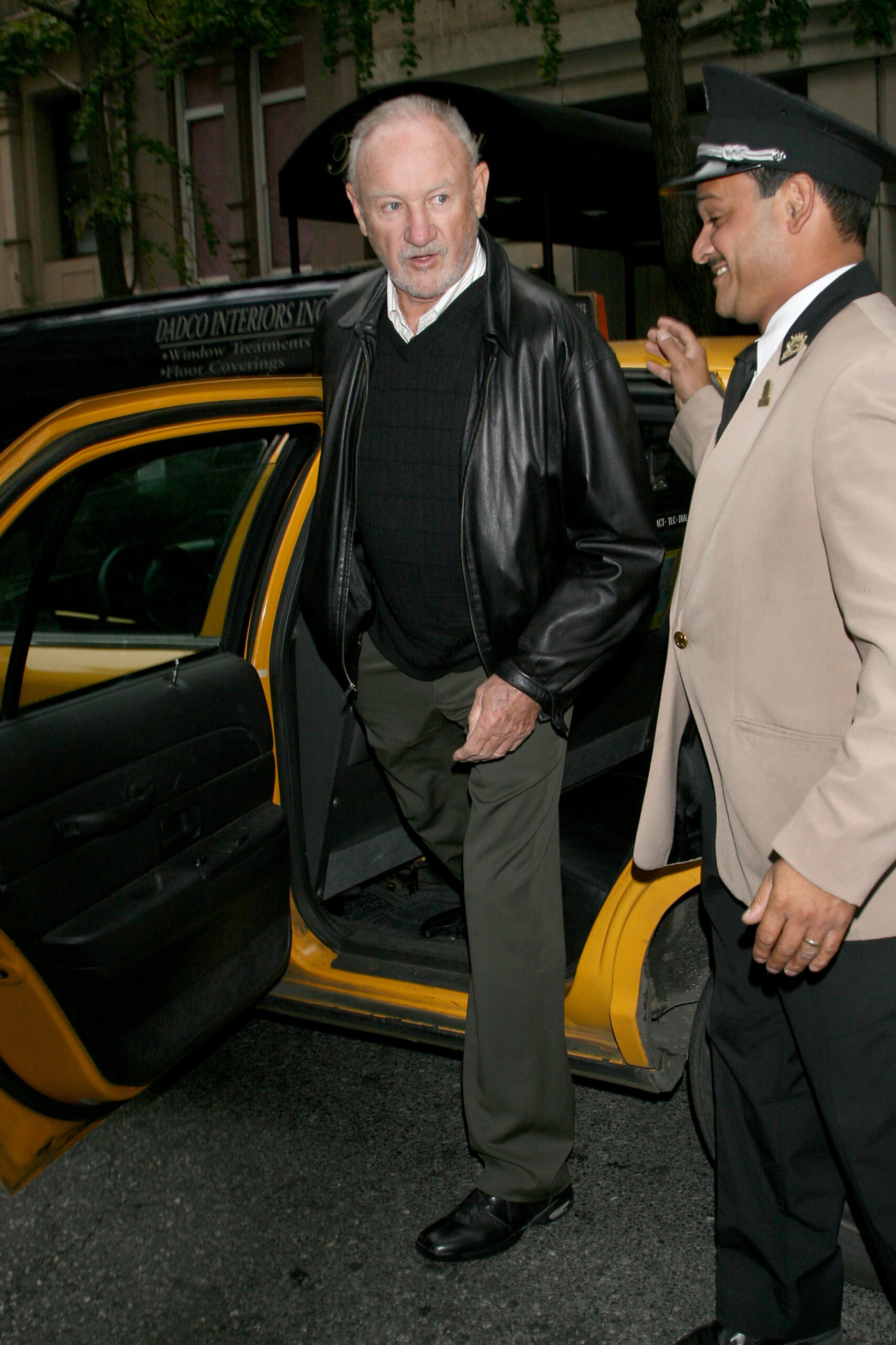 Gene Hackman getting out of car