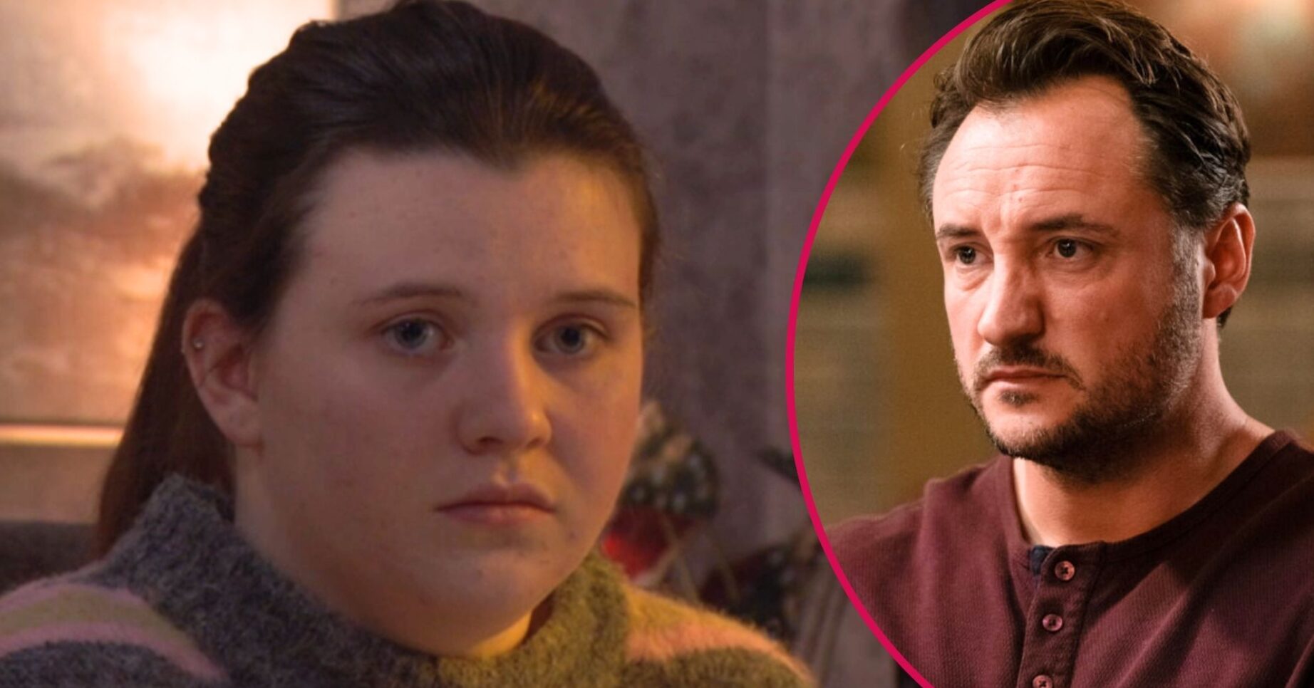 Lily looks upset on EastEnders; inset, Martin also looking glum (Credit: BBC/Composite: ED!)