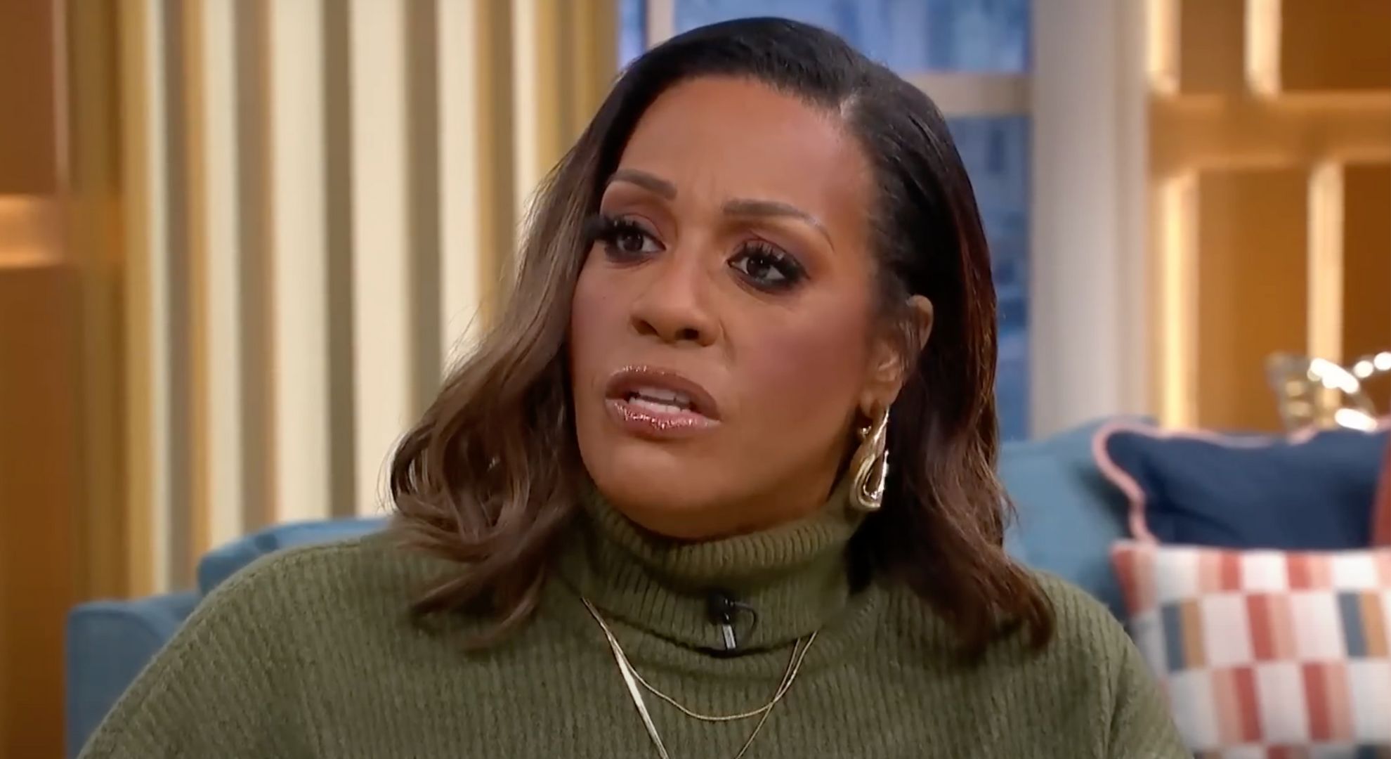 Alison Hammond frowning on This Morning