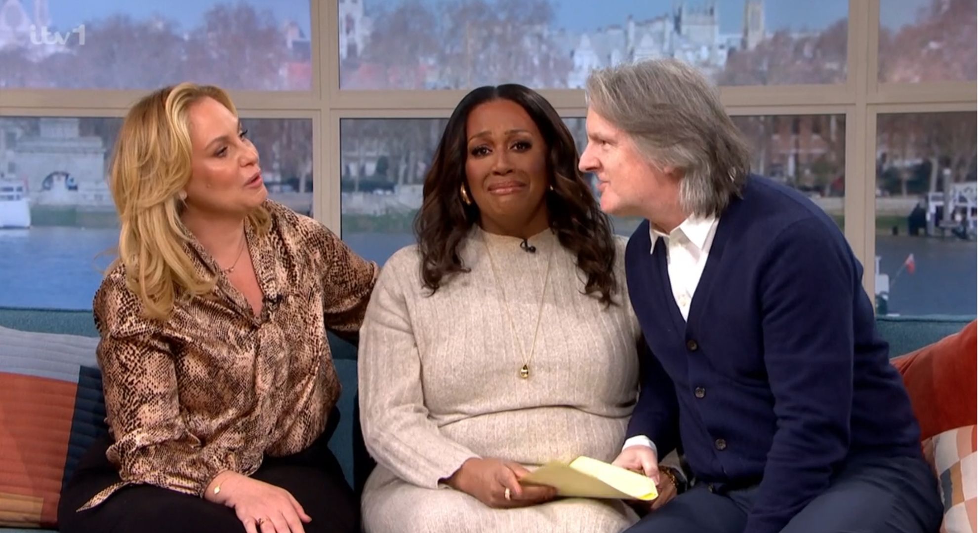 Josie Gibson talking to Martin Frizell on This Morning as Alison cries