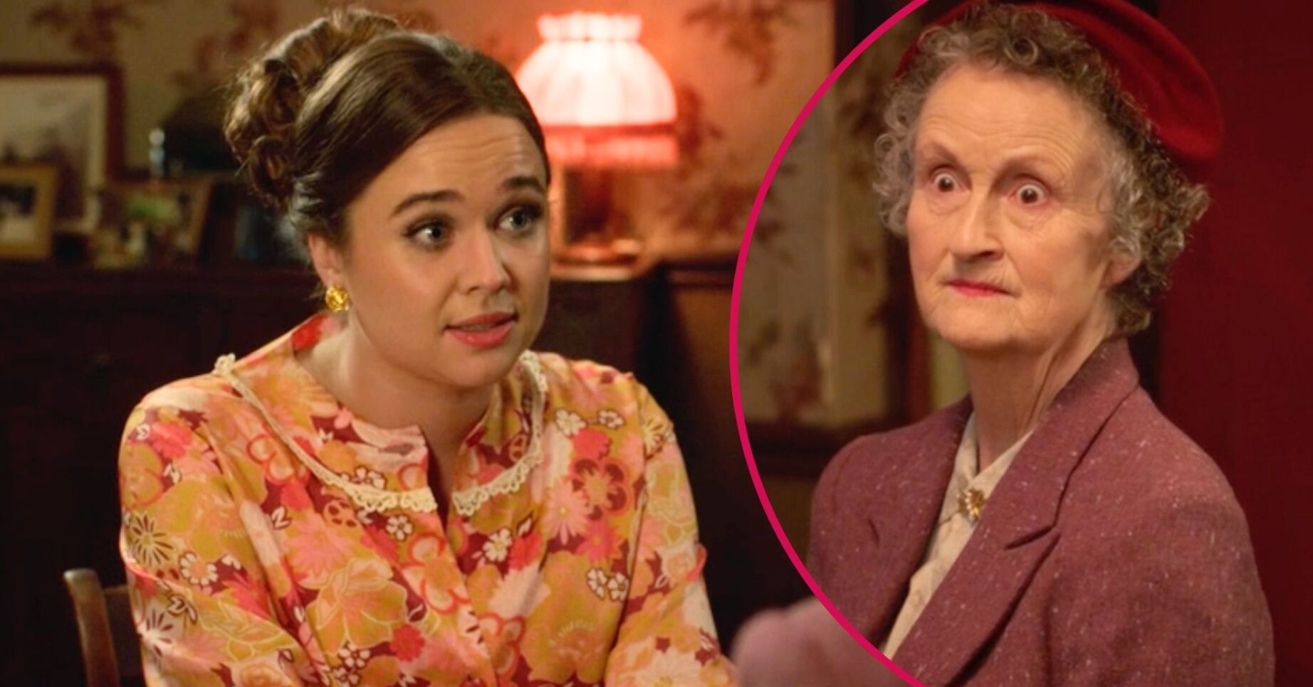 Nancy shares her news on Call the Midwife, Mrs Higgins looks shocked