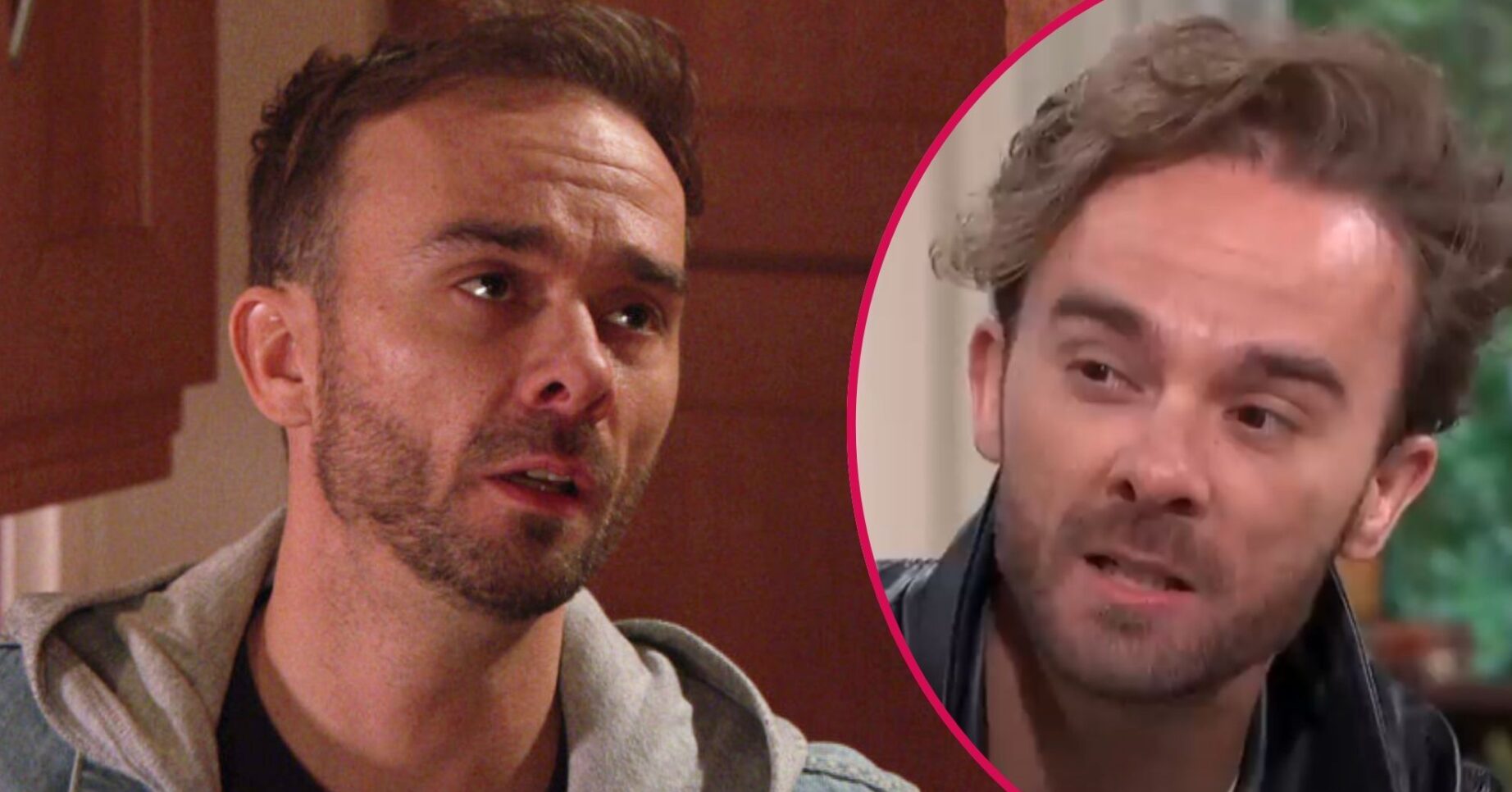 David Platt looks pleadingly on Coronation Street; inset, Jack P Shepherd talks enthusiastically in an interview (Credit: ITV/Composite: ED!)