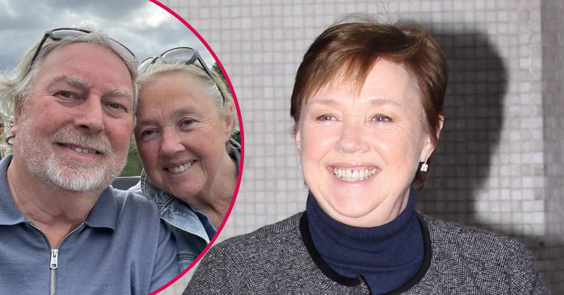 Pauline Quirke smiling and with her husband