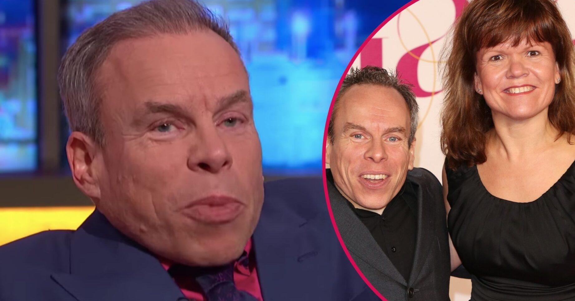 Warwick Davis and is wife smiling