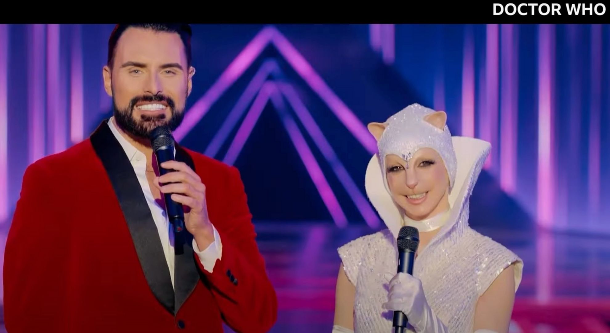 Rylan Clark and a cat person on Doctor Who