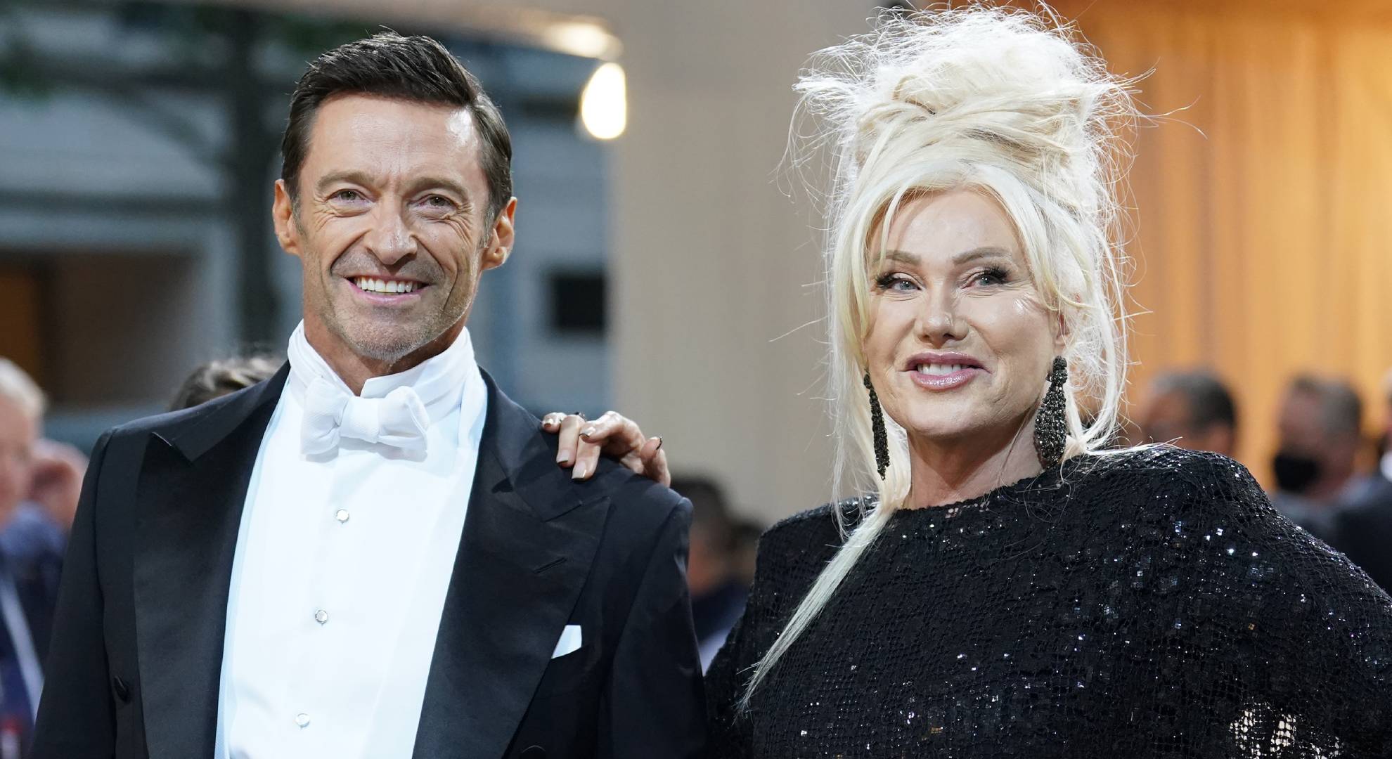 Hugh Jackman and Deborra-Lee Furness smile for the cameras