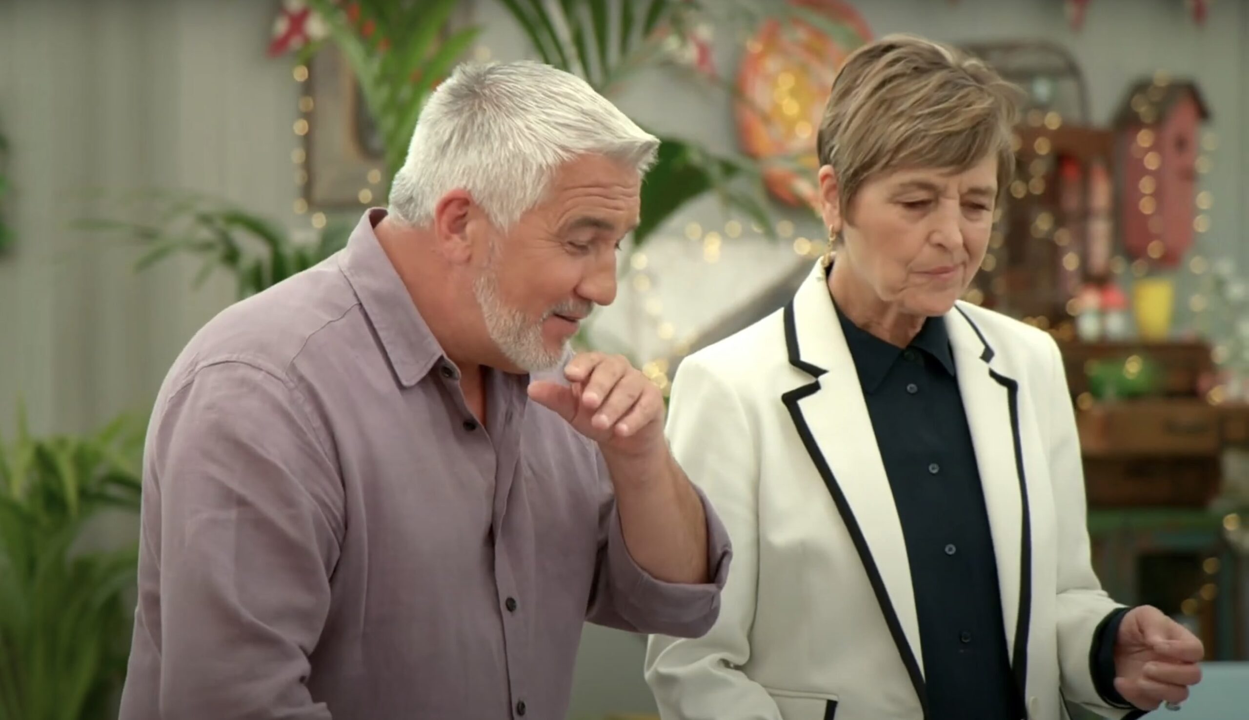 Caroline Waldegrave and Paul Hollywood on Bake Off