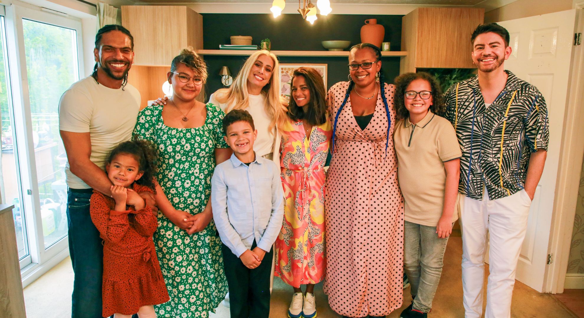 Stacey Solomon and team with Katrina and family 