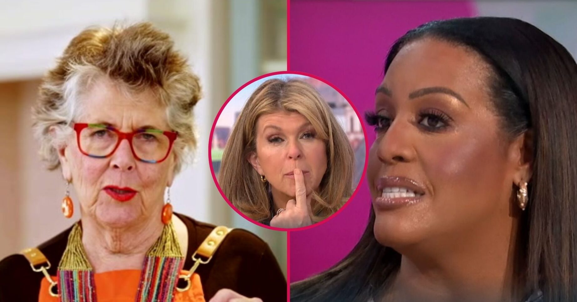 Prue Leith looking in front, Alison Hammond and Kate Garraway on GMB