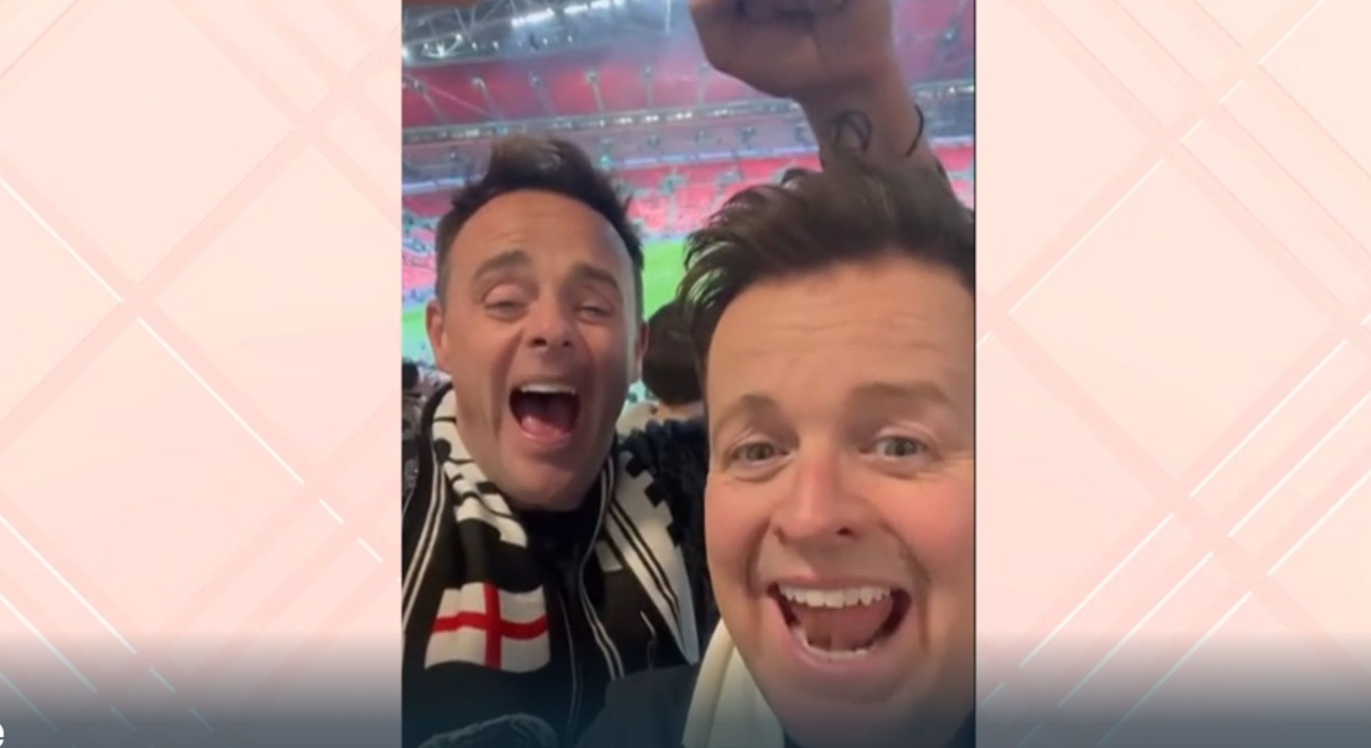 Ant and Dec celebrating Newcastle football win