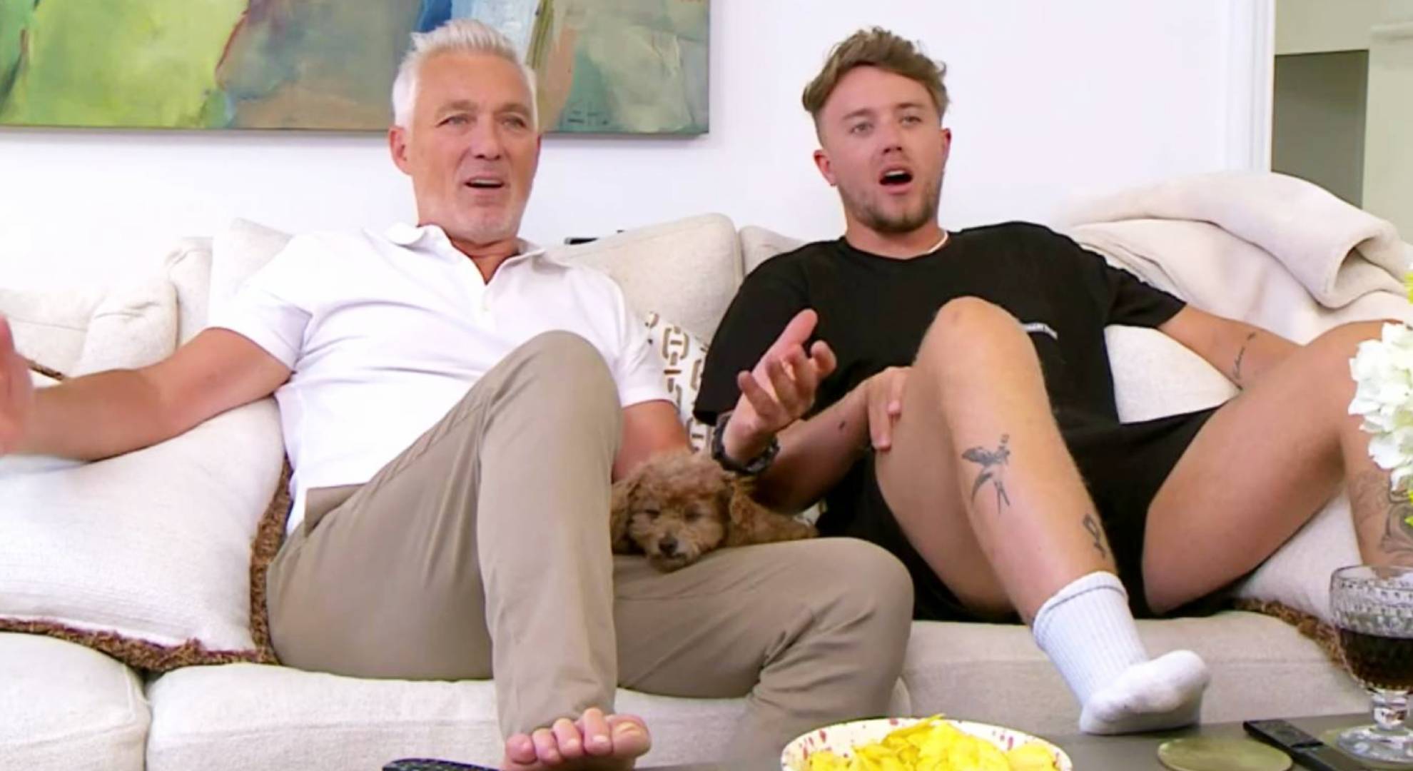 Celebrity Gogglebox stars Martin Kemp and Roman Kemp look surprised