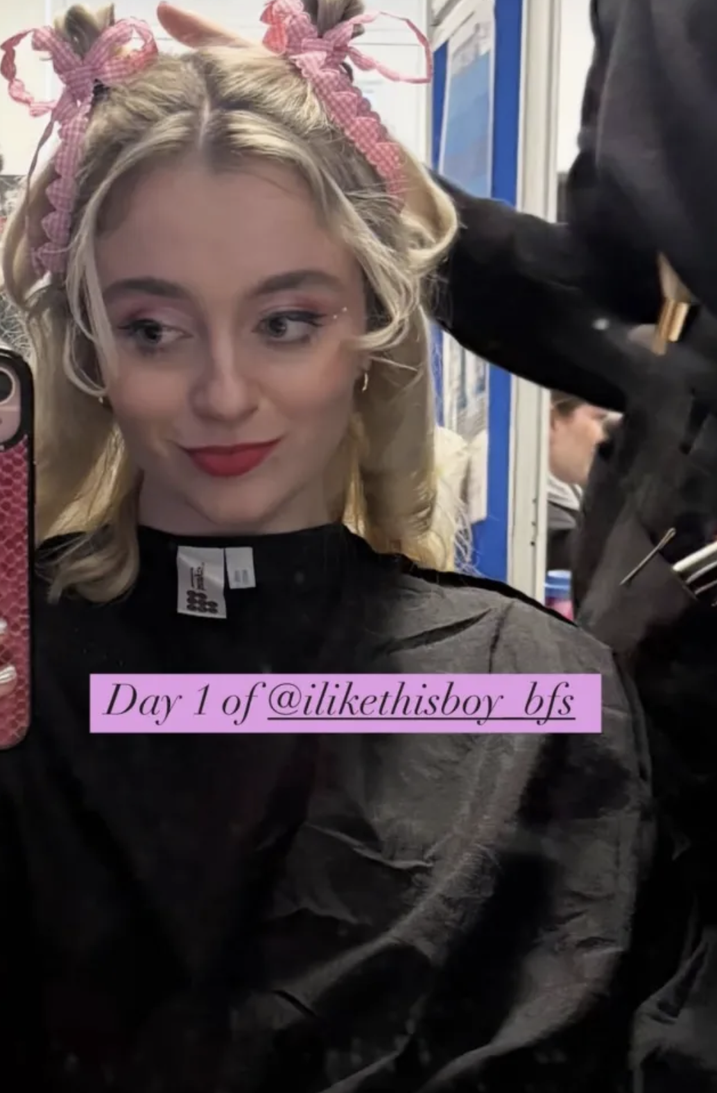 Mollie Gallagher in hair and makeup