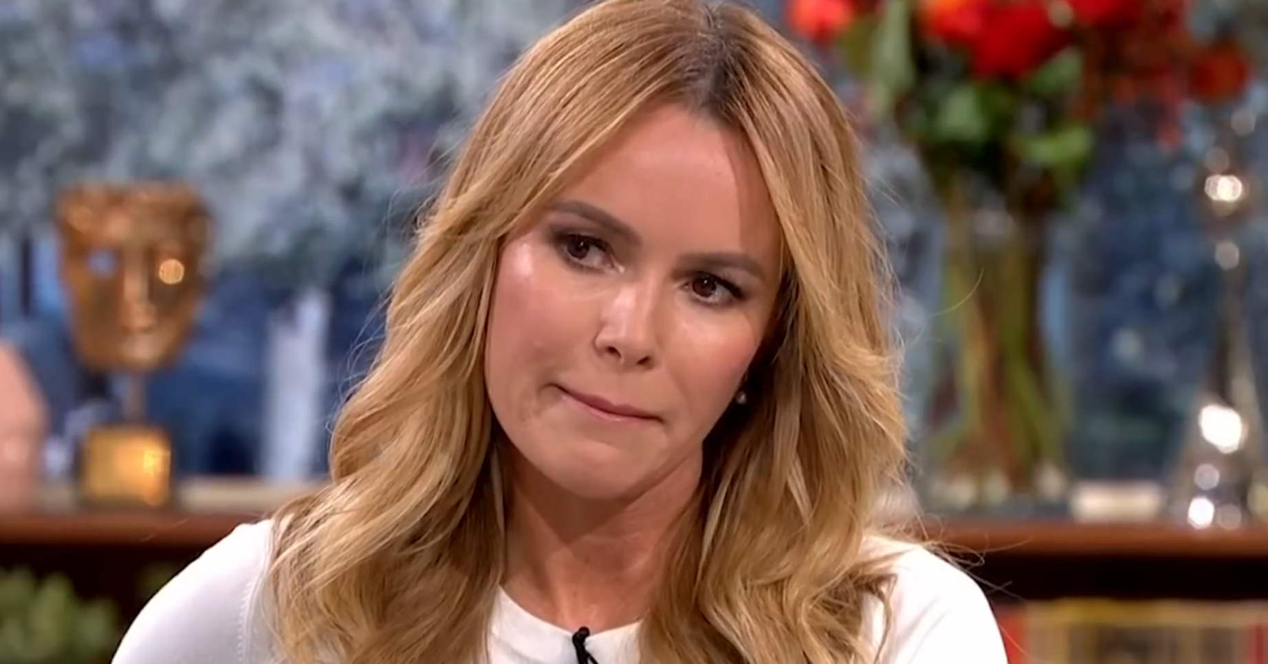 Amanda Holden looking upset on This Morning