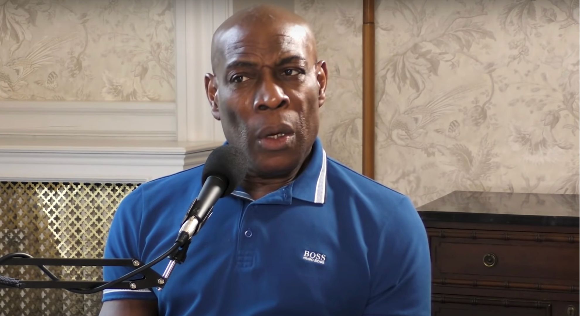 Frank Bruno speaking on a podcast