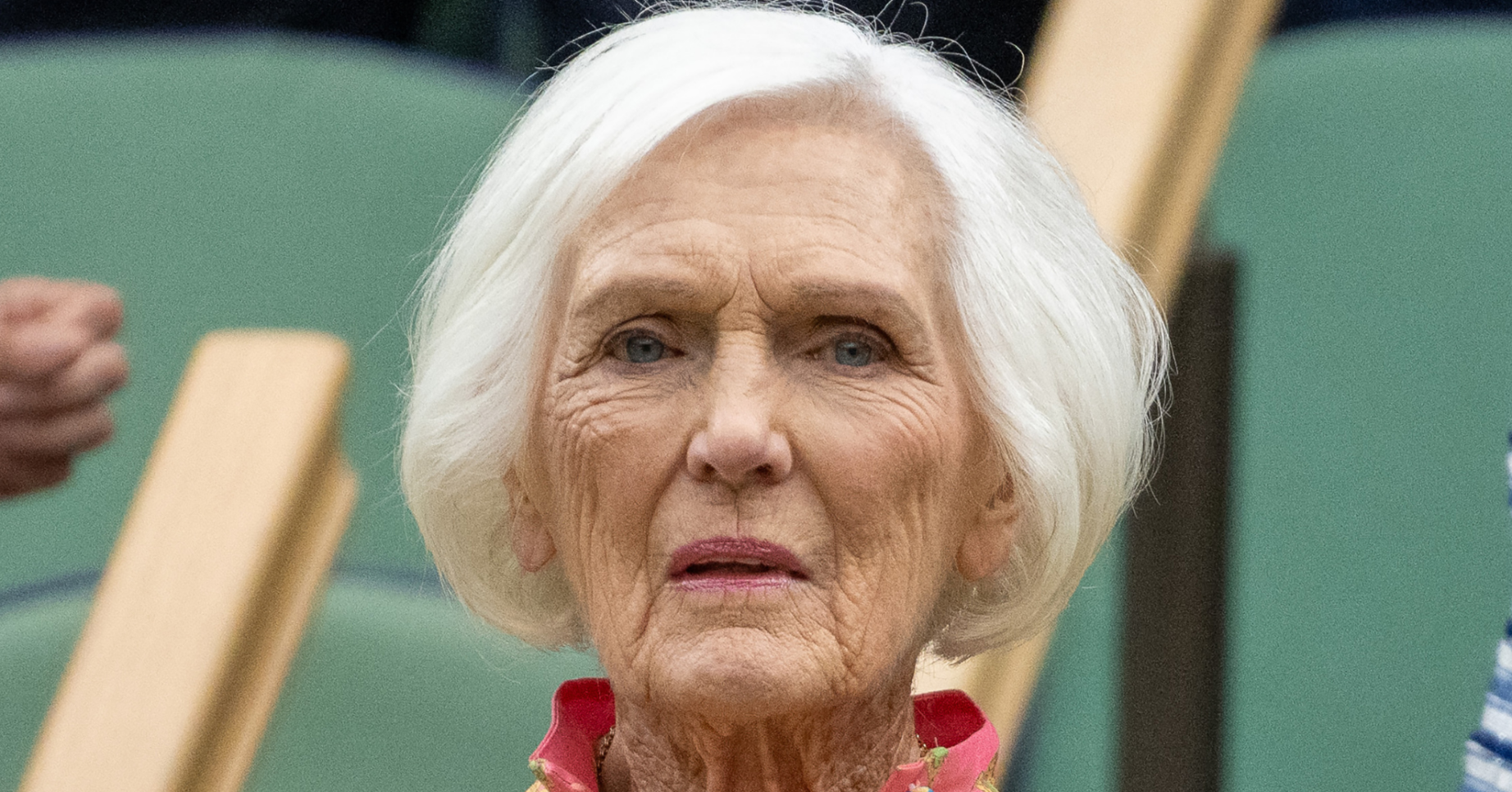 Mary Berry close up looking sad