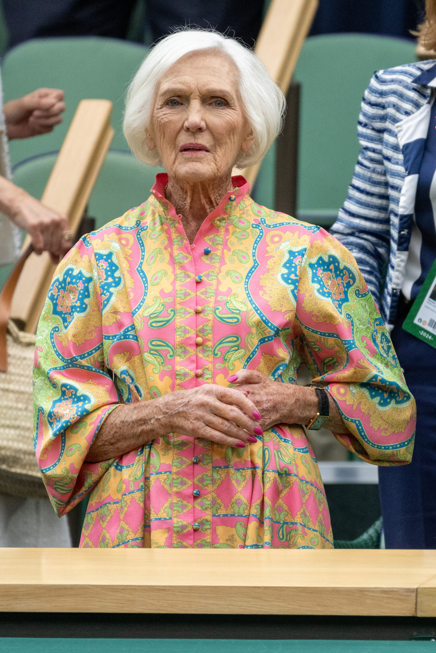 Mary Berry in a floral dress at Wimbledon
