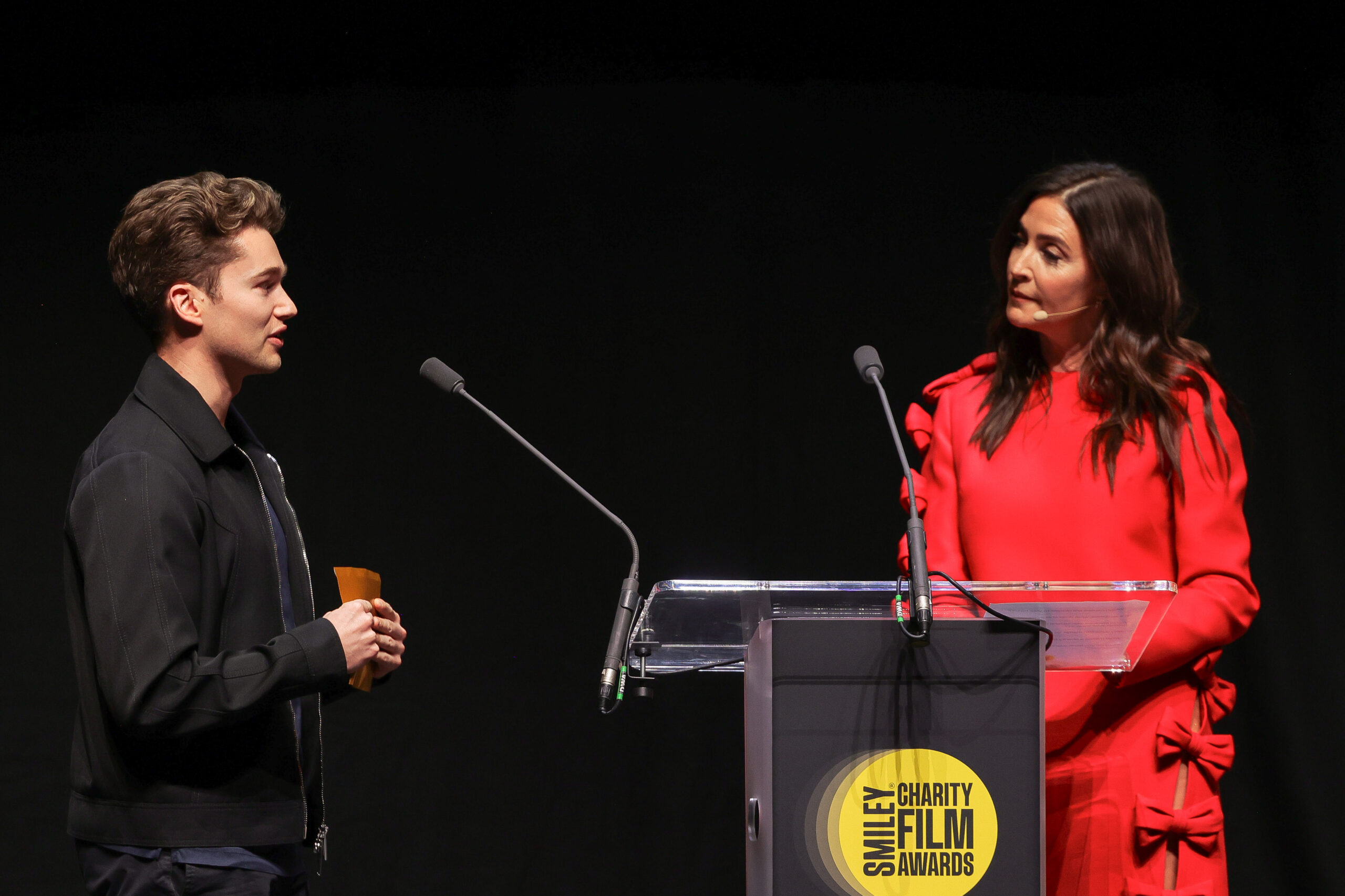 AJ Pritchard on stage with Lisa Snowdon