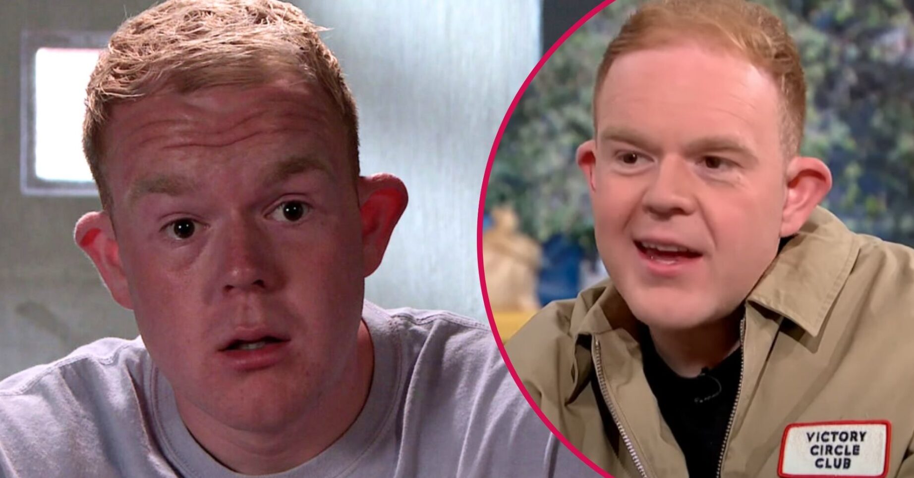 Craig looks shocked on Coronation Street; inset, actor Colson Smith smiling in an interview (Credit: ITV/Composite: ED!)