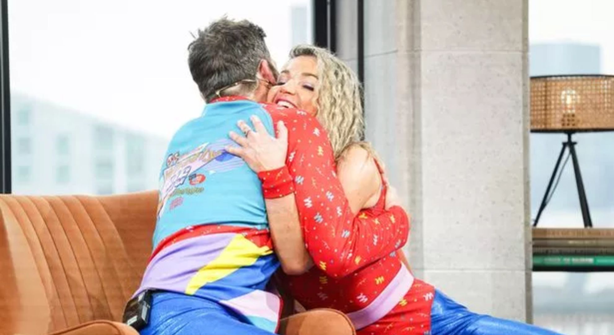 Helen Skelton and Gethin Jones hugging