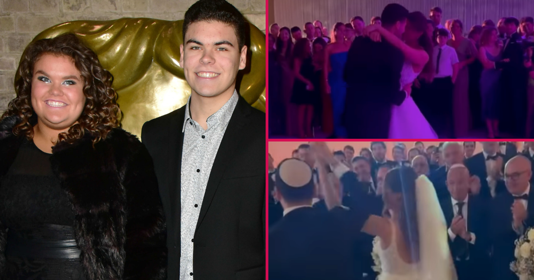 Gogglebox stars Amy Tapper and her brother Josh at his wedding, and inset with the bride