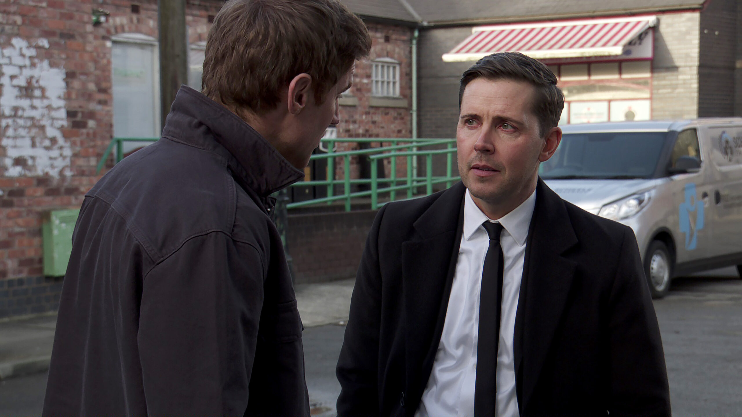 Todd talking to Theo on the Street