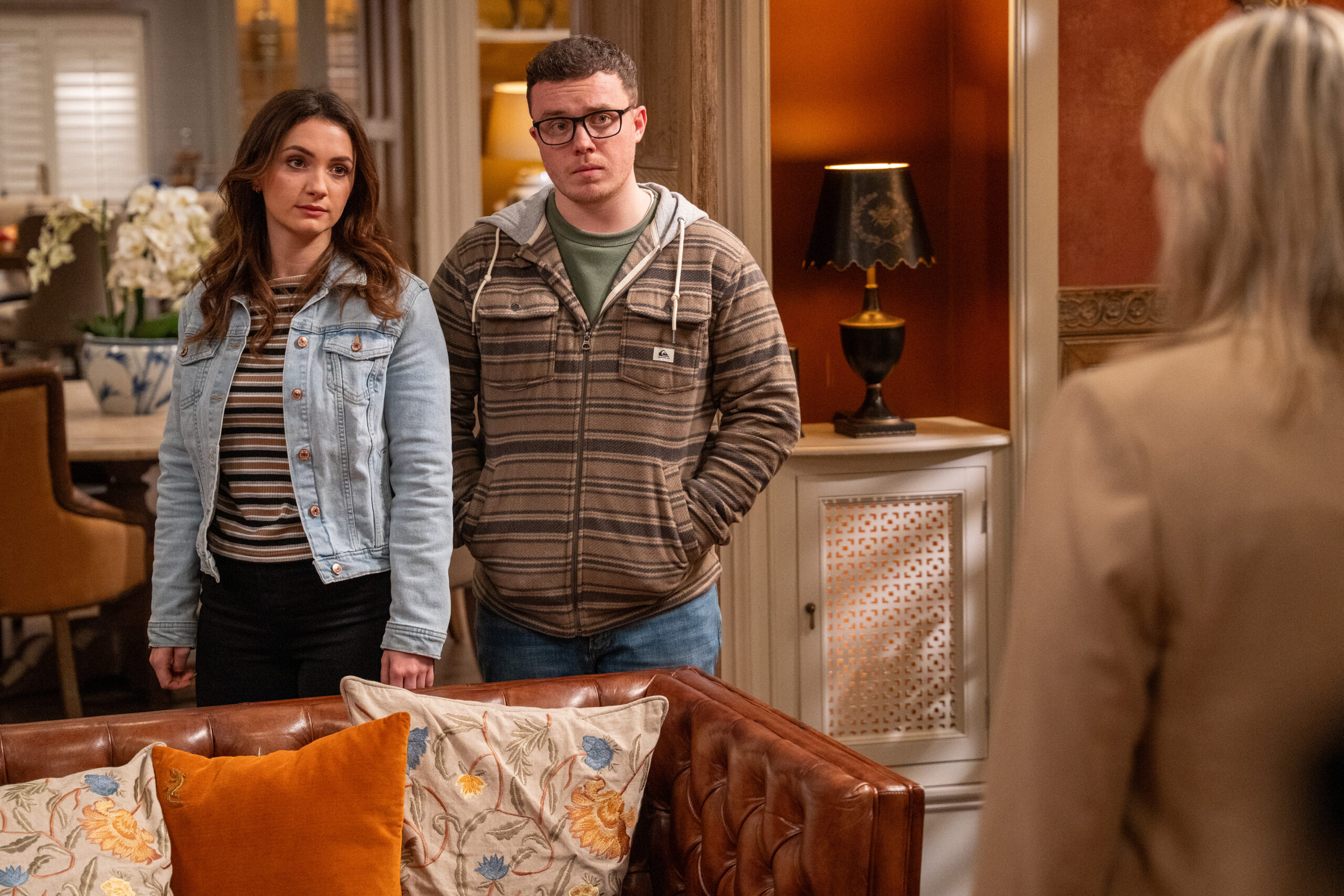 Vinny and Gabby talking to Kim at Home Farm