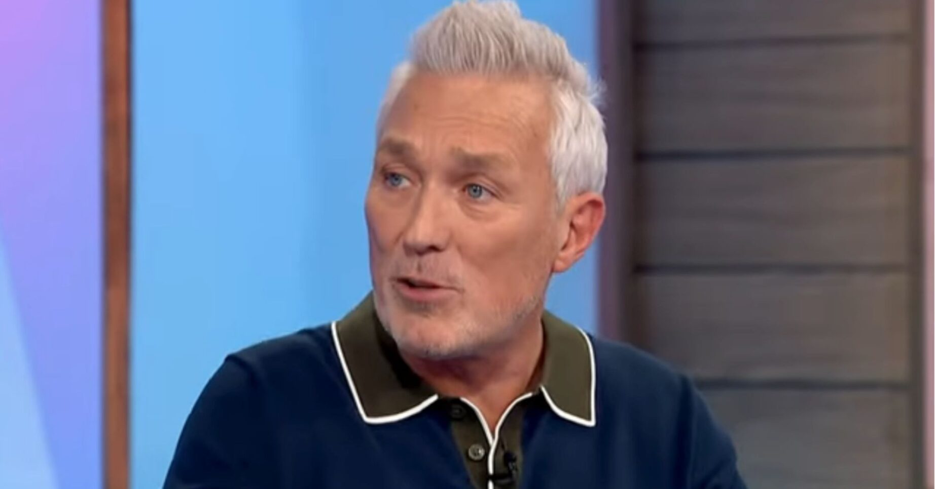 Screenshot of Martin Kemp looking worried