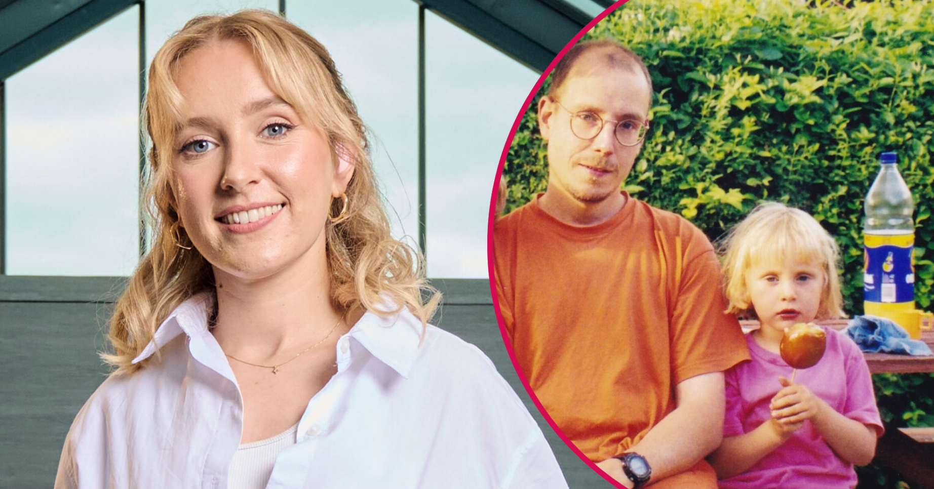 Rose Ayling-Ellis and inset with her dad as a child