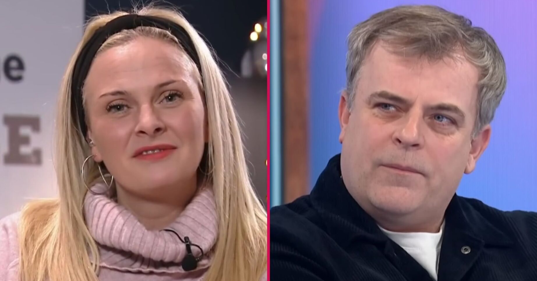 Composite image of Simon Gregson and wife Emma on interviews with Lorraine and Loose Women (Credit: ITV/Composite: EI)