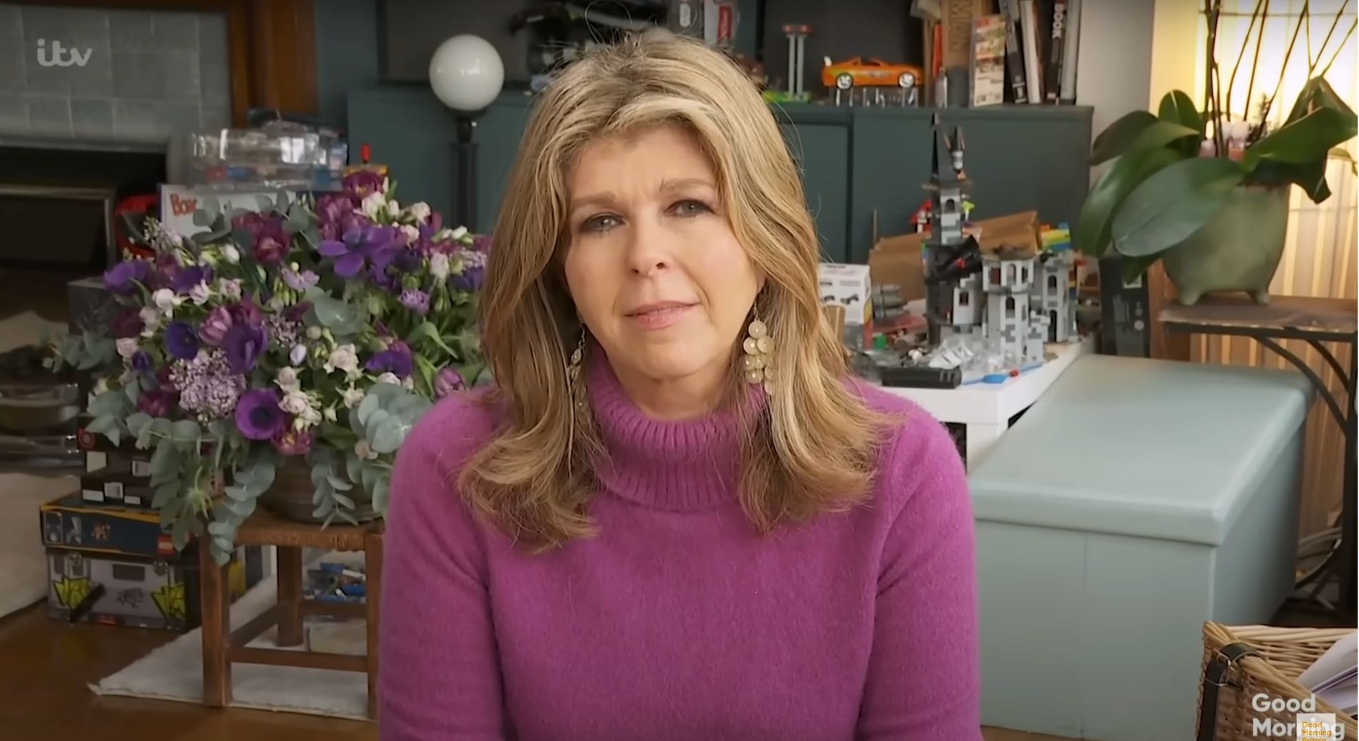 Kate Garraway smiling from her home