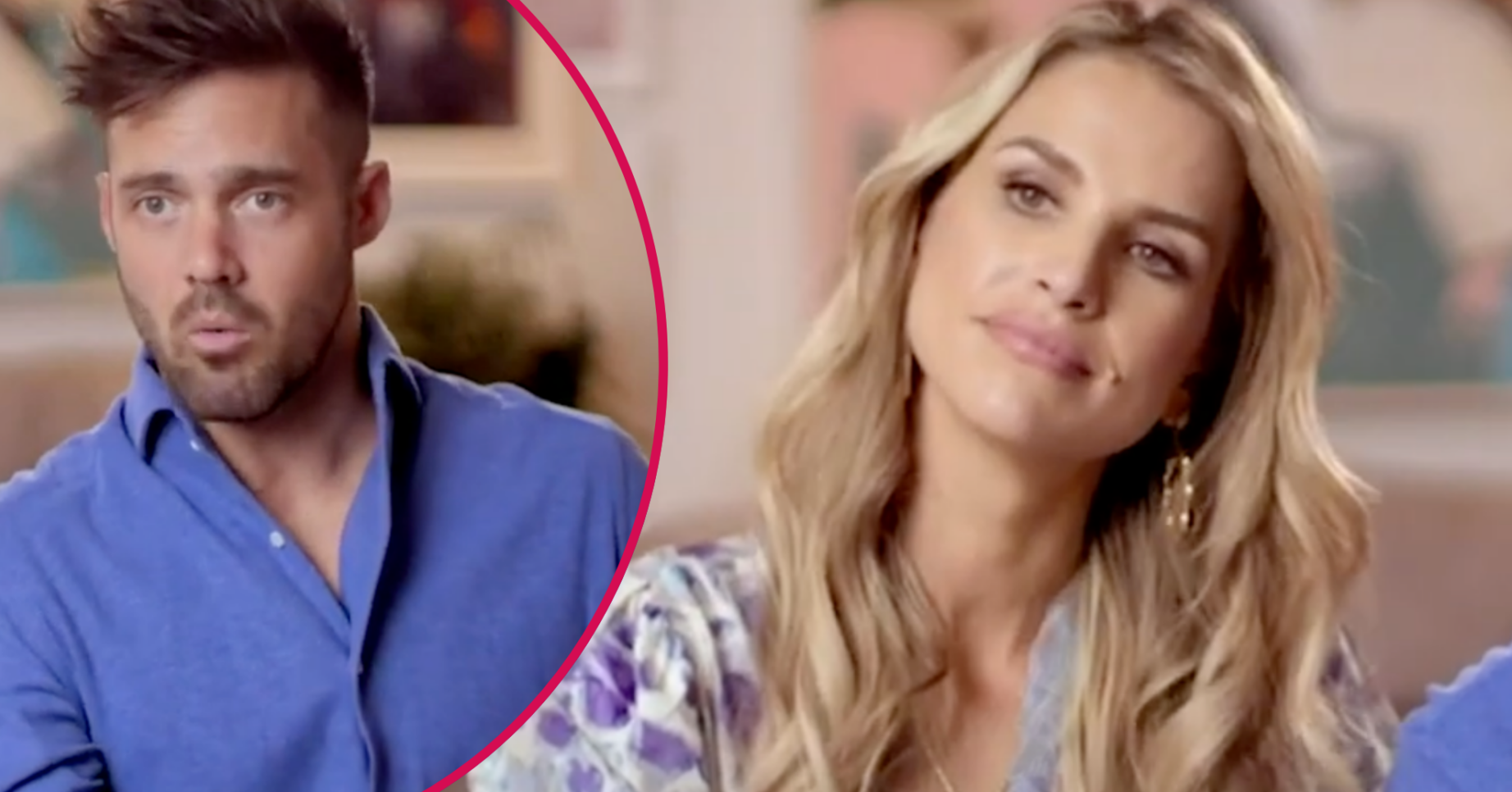 Vogue Williams and Spencer Matthews speaking to camera