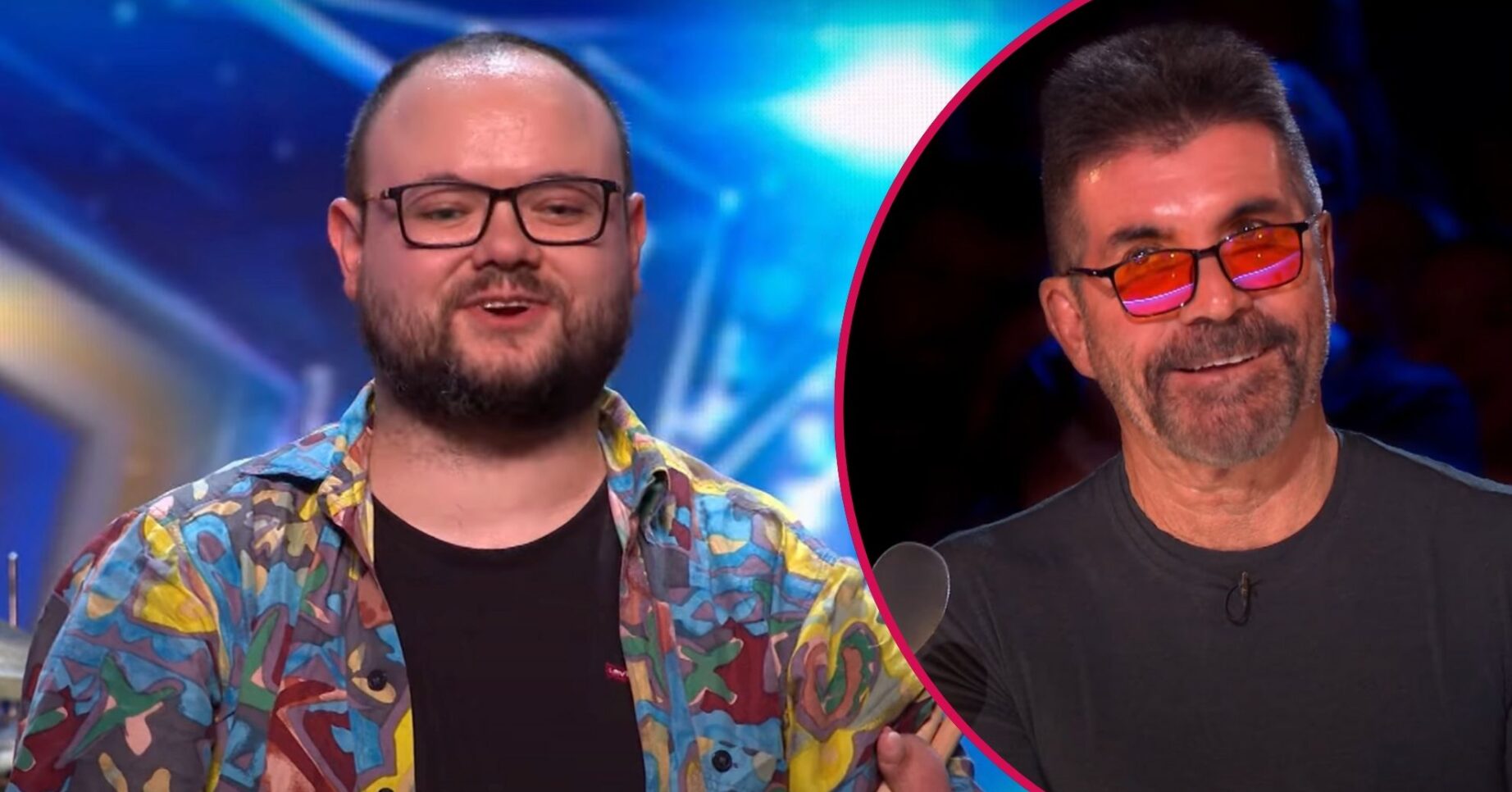 Cornel smiling / Simon Cowell looking surprised on Britain's Got Talent