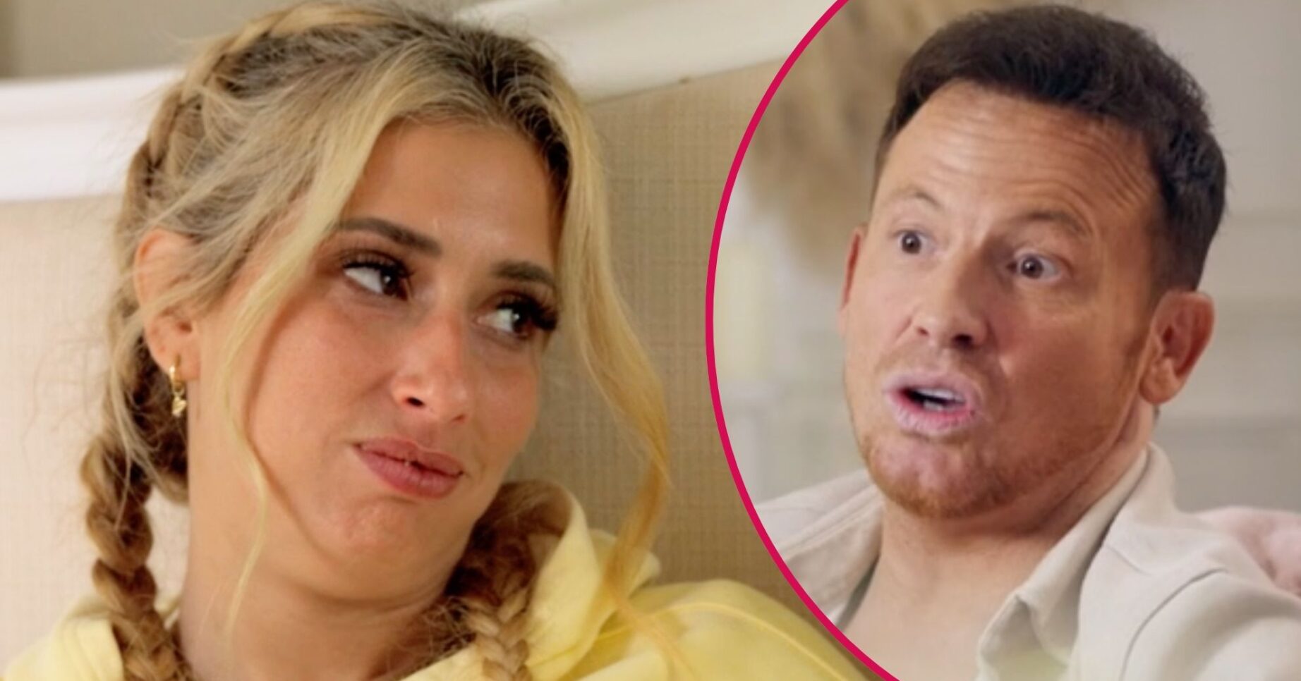 Stacey Solomon looks unsure, Joe Swash speaks