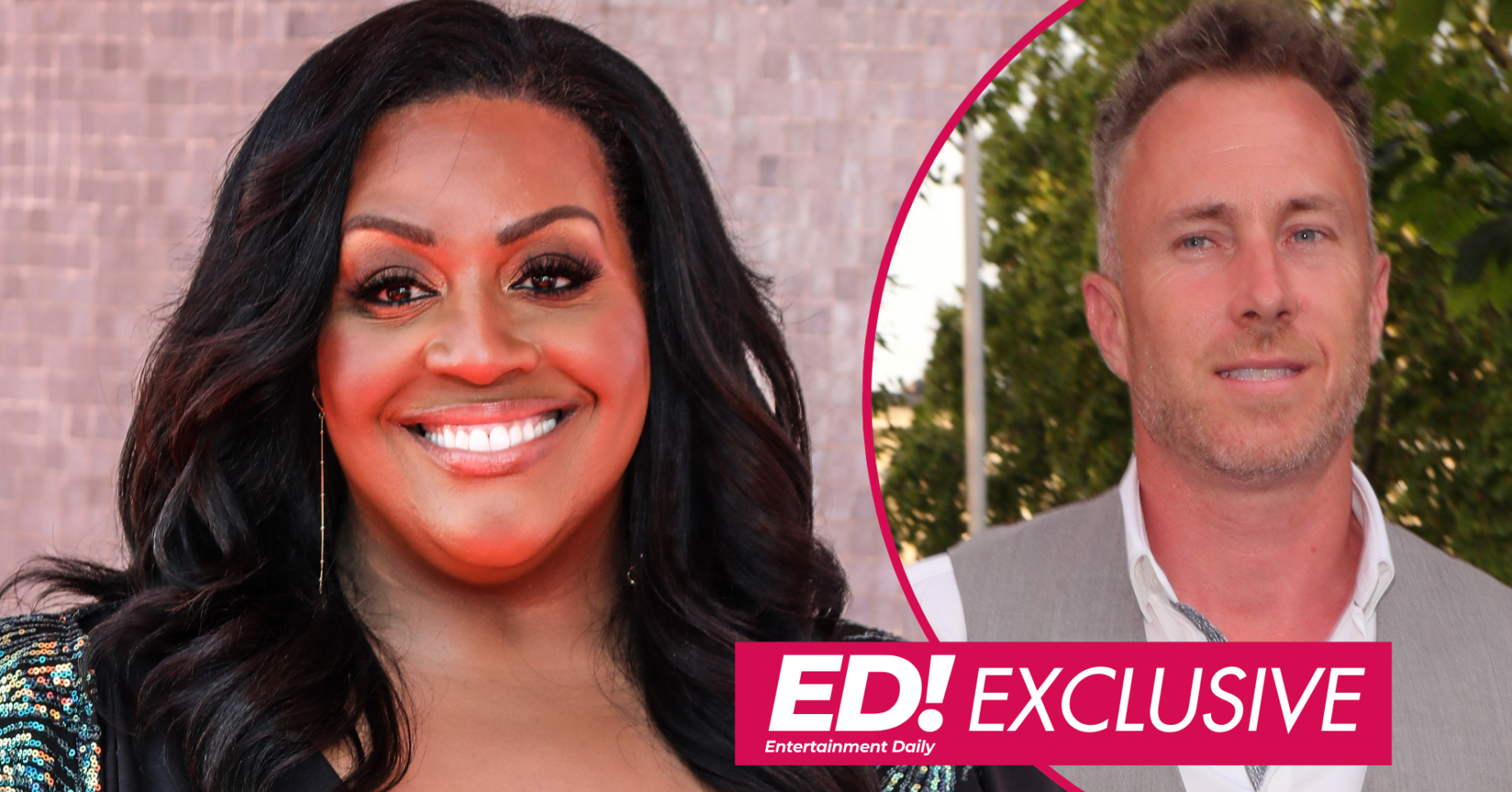 Alison Hammond smiling and James Jordan inset