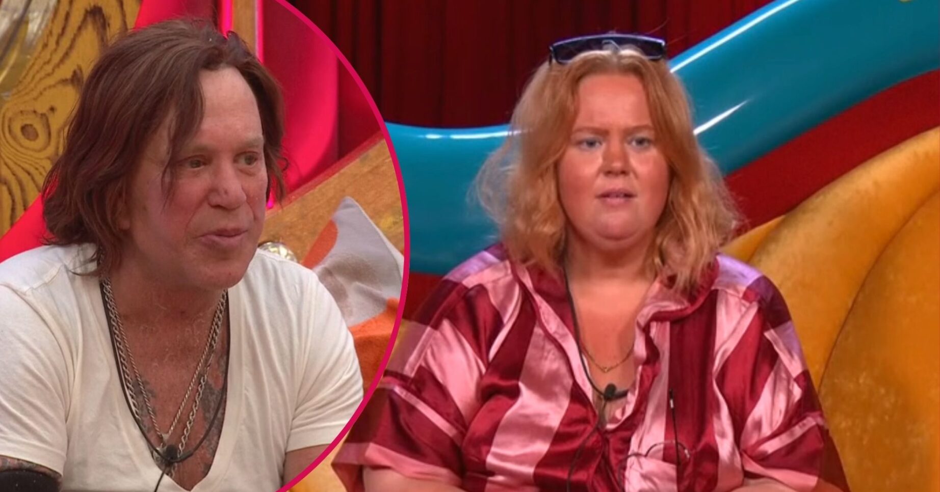 Mickey Rourke speaking / Donna Preston in the diary room on Celebrity big Brother