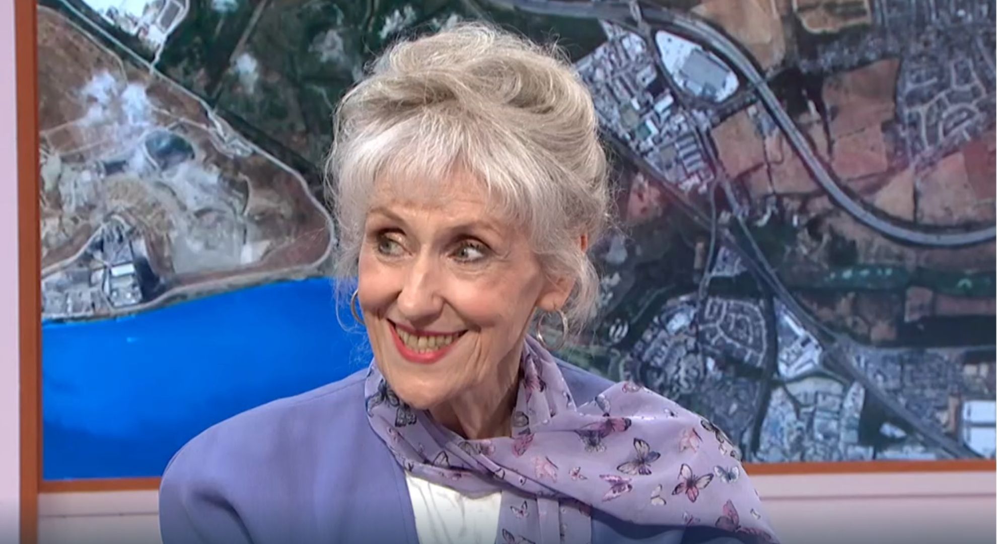 Anita Dobson smiling on GMB 