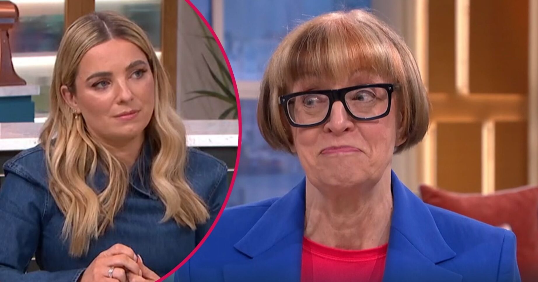 Sian Welby looking concerned / Phillipa Perry on This Morning