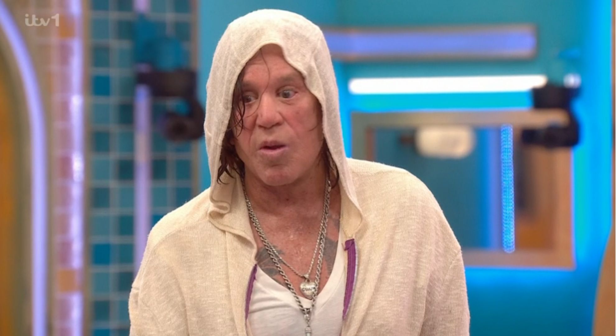 Mickey Rourke in the Celebrity Big Brother house