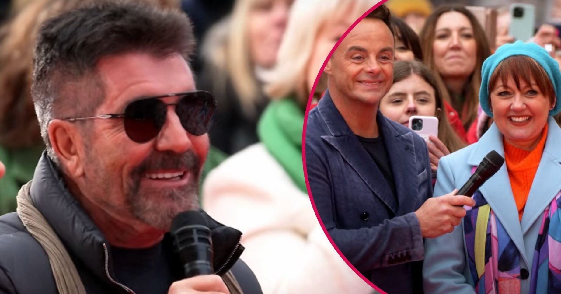 Simon Cowell smiling on Britain's Got Talent tonight / Ant and auditionee