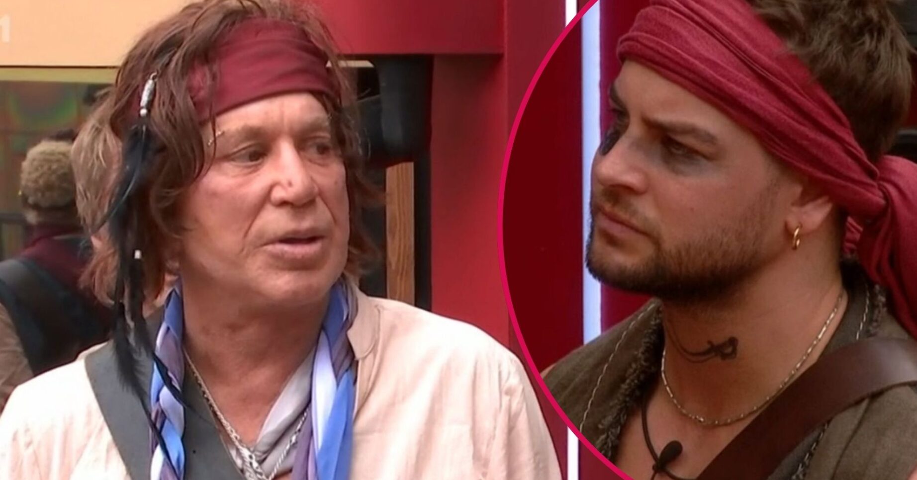 Mickey Rourke looking cross on Celebrity Big Brother / Chris Hughes looking cross on Celebrity Big Brother