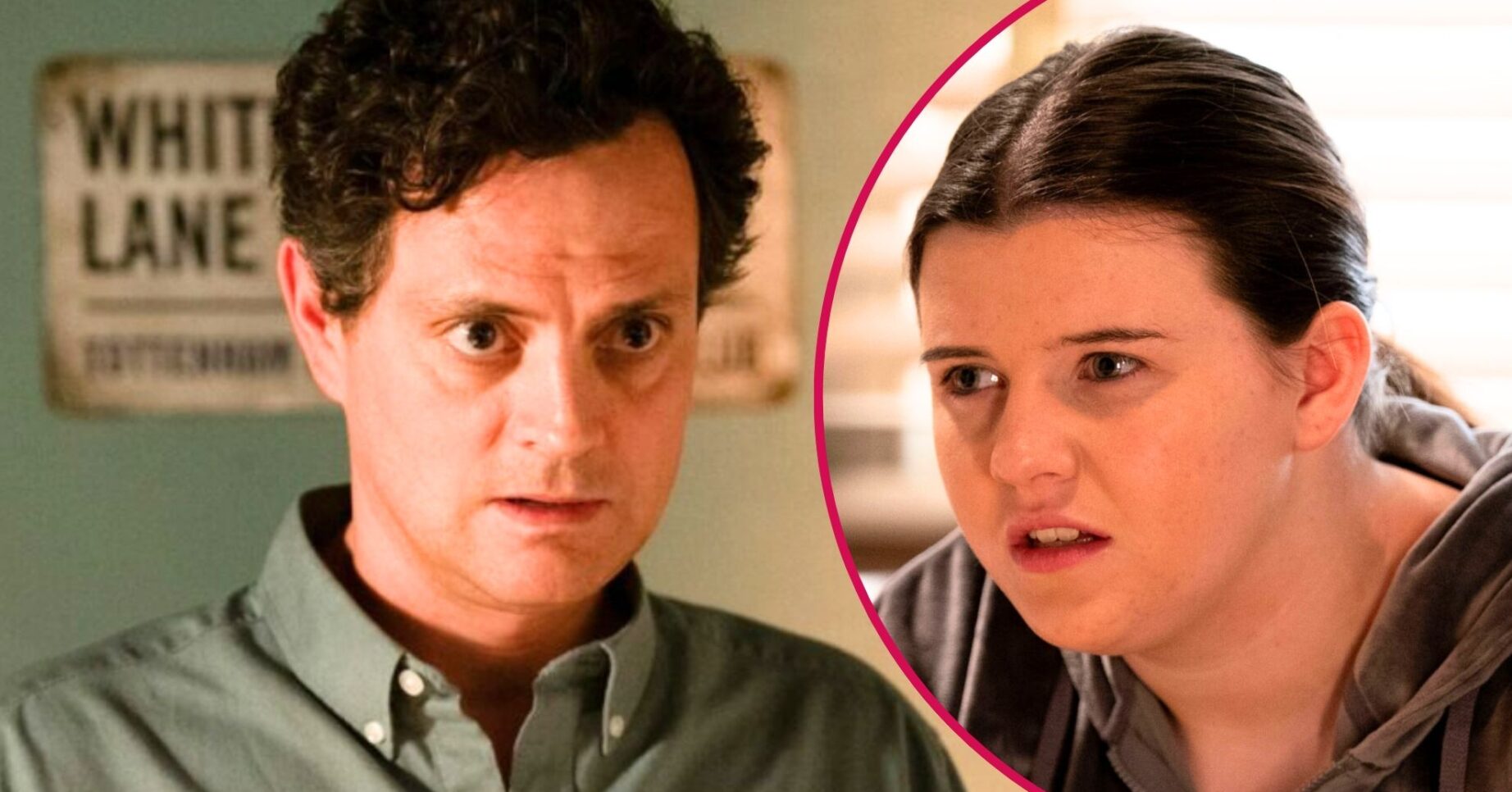 Theo looks sinister on EastEnders; inset, Lily looking moody (Credit: BBC/Composite: ED!)