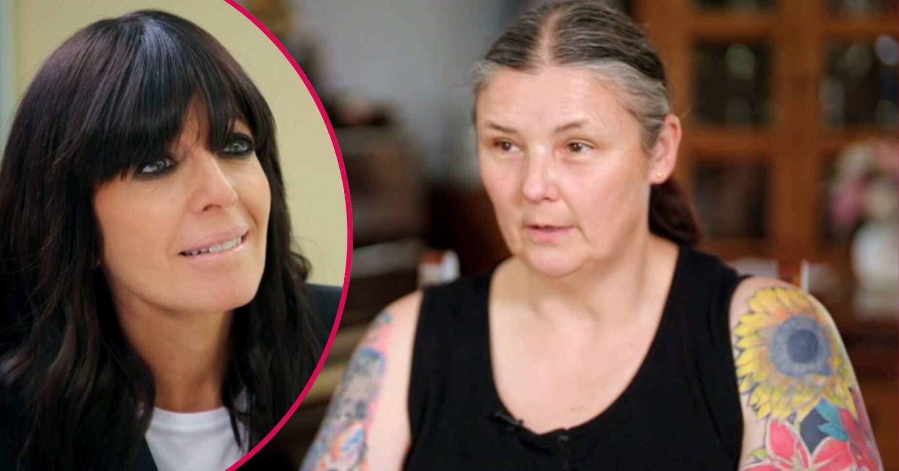 Claudia Winkleman smiling / Maria on The Piano