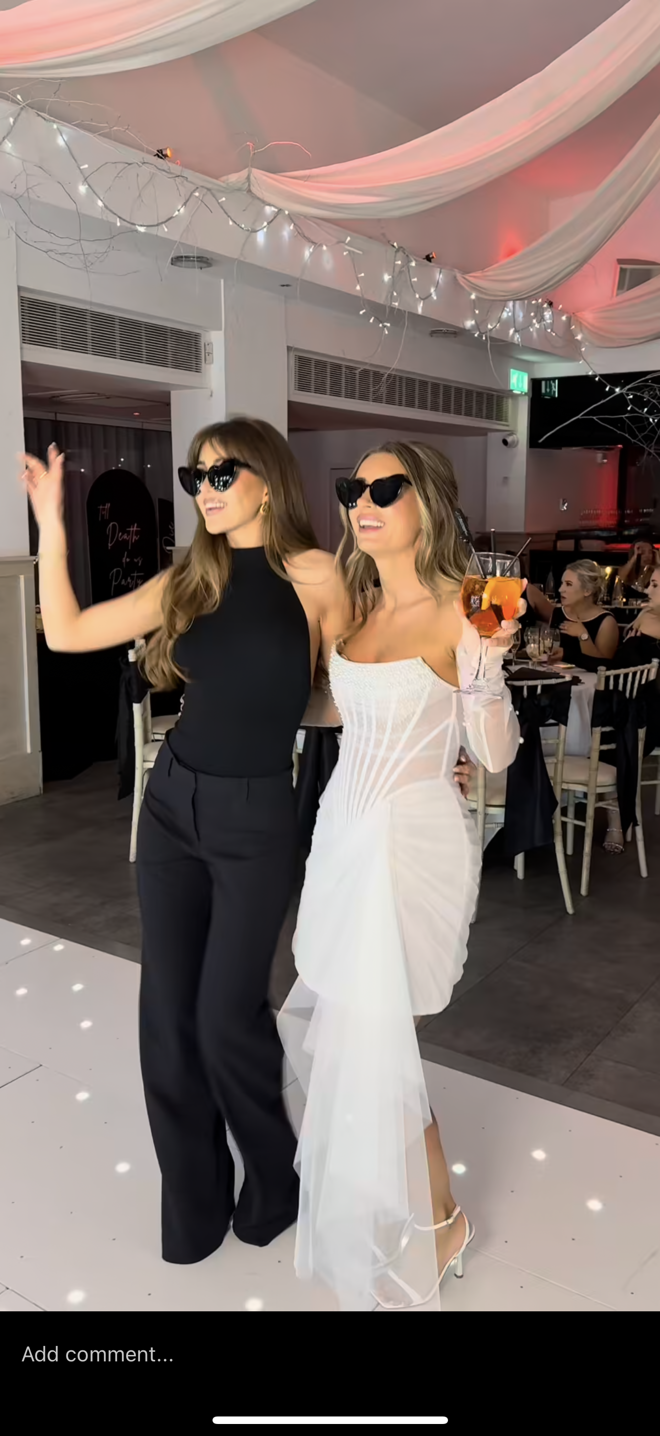 Dani Dyer dancing with Georgia Steel at her hen do