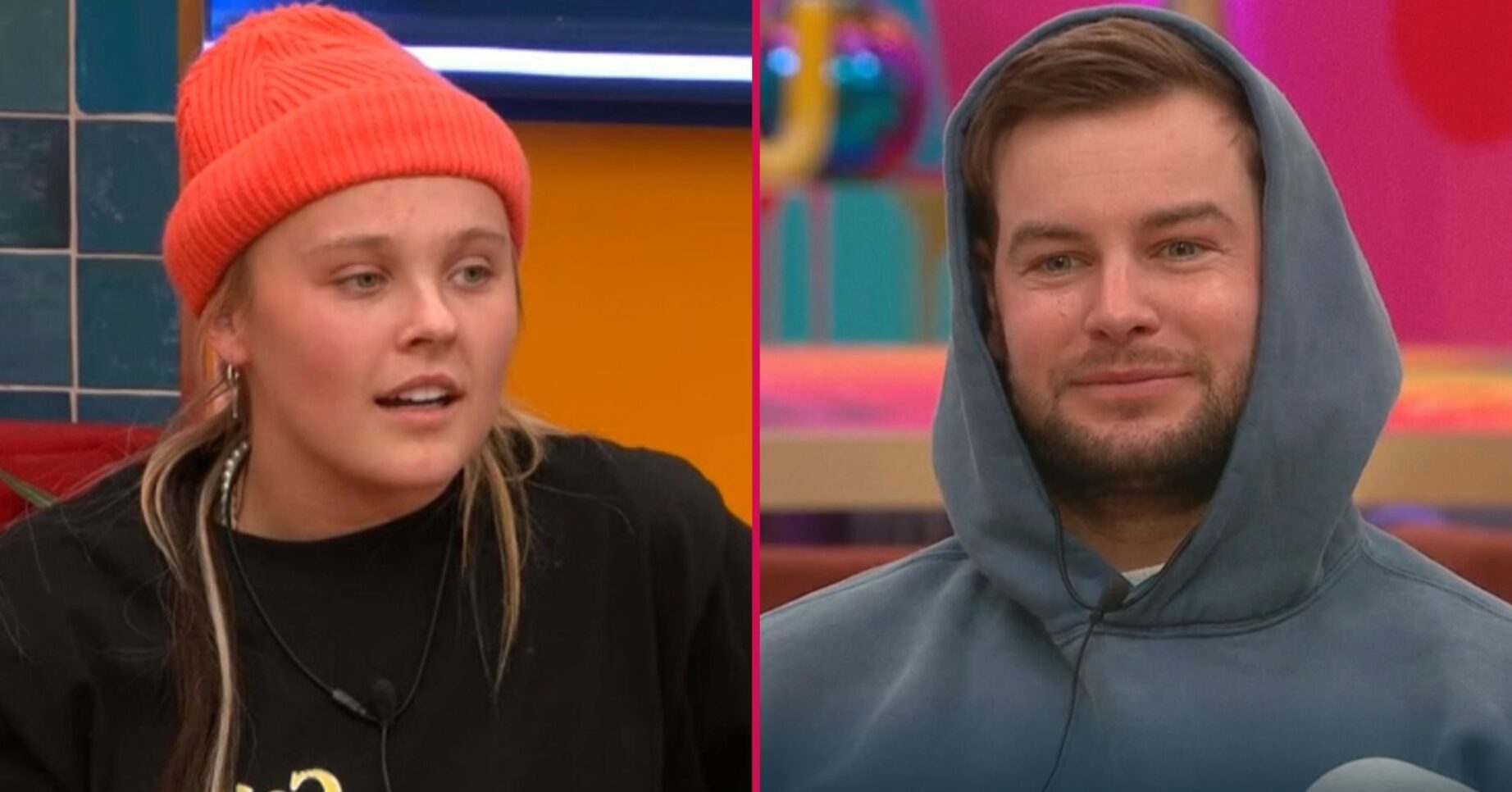 JoJo Siwa / Chris Hughes smirking on Celebrity Big Brother